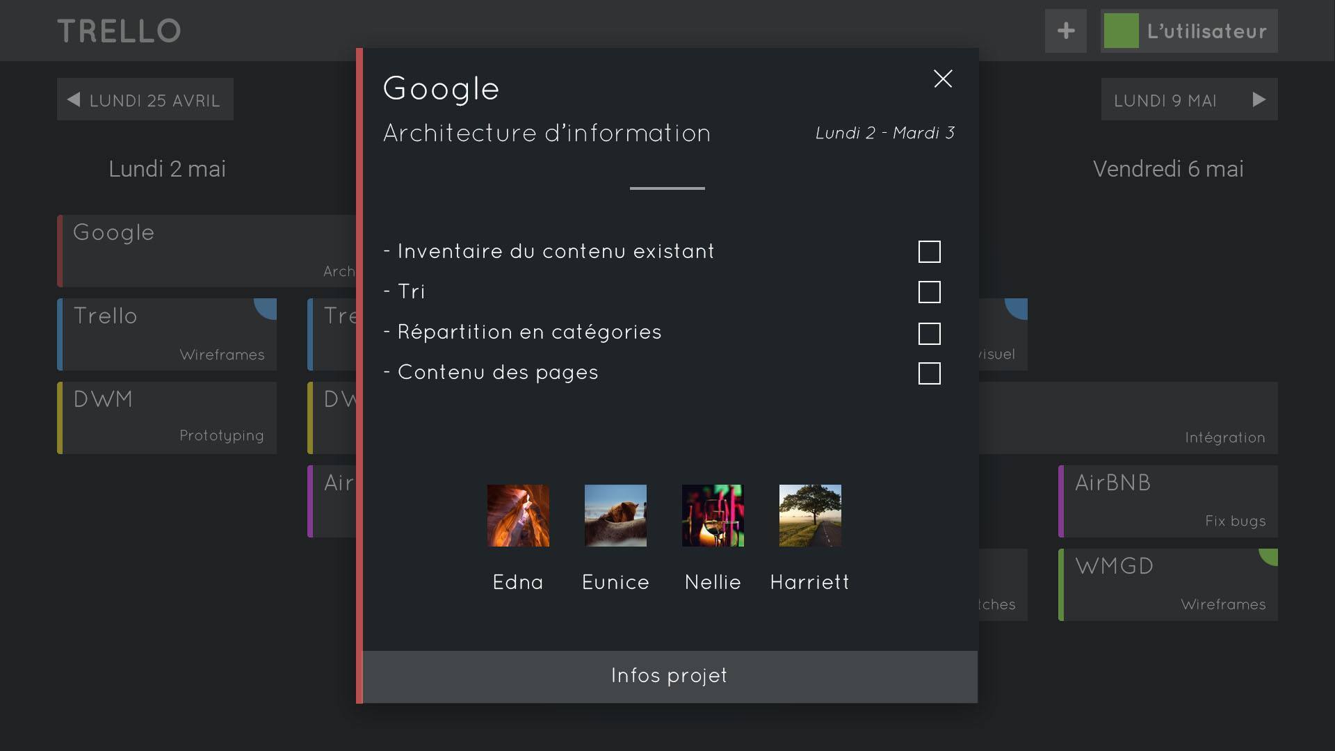 Informations sur une tâche (partie d'un projet)