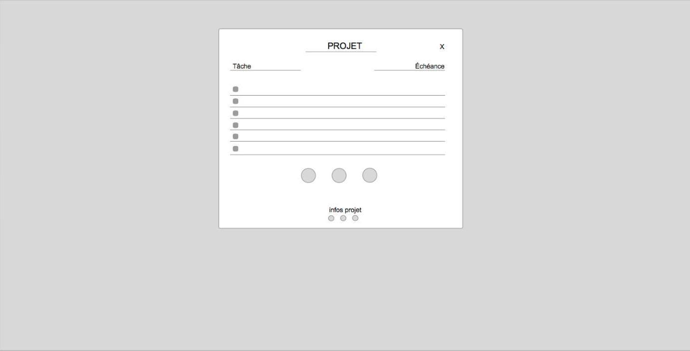 wireframe de la fenêtre d'information concernant une tâche