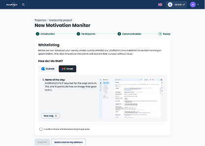 Step 5 of the redesigned form flow, explaing what whitelisting is and how to do it
