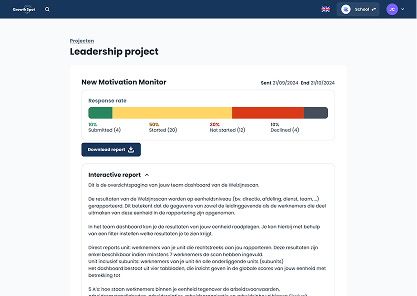 Participation follow up: a chart showing the amount of users who have submitted, started, not started or declined the form